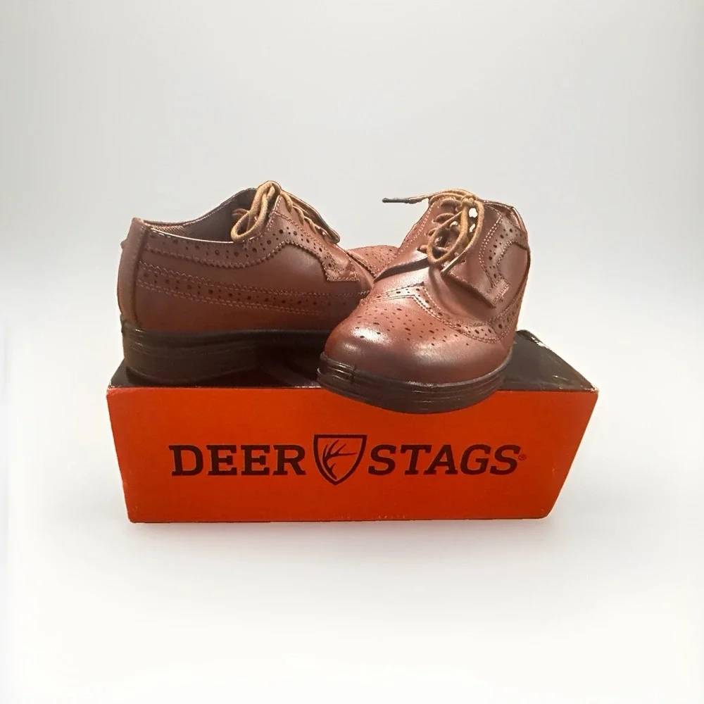 Kids Deer Stags Boys Ace Lace Up Oxfords, Luggage, Size 13 1/2  M